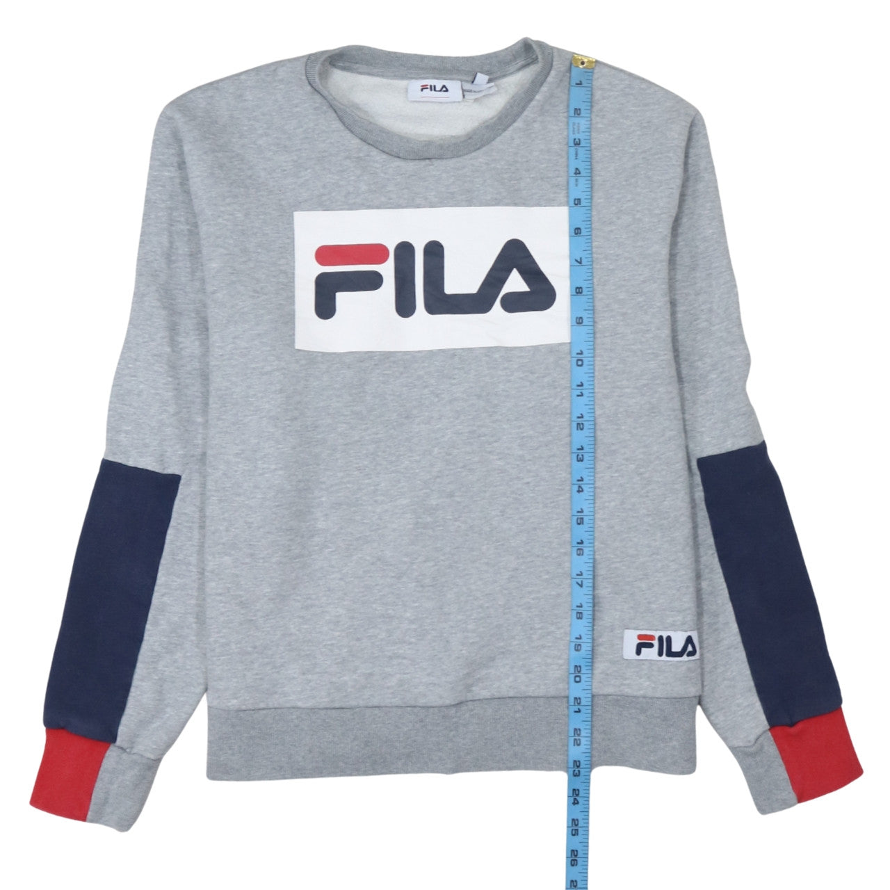 Fila Womens Grey Regular Fit Crew Neck Logo Pullover Sweatshirt L