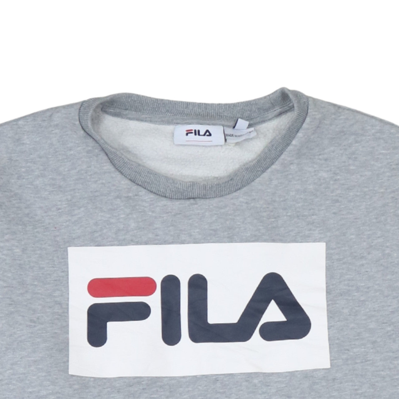 Fila Womens Grey Regular Fit Crew Neck Logo Pullover Sweatshirt L