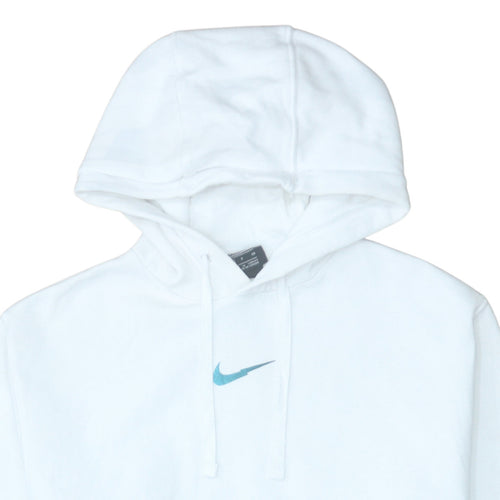 Nike Womens White Small Pullover Hoodie Standard Fit Graphic Print