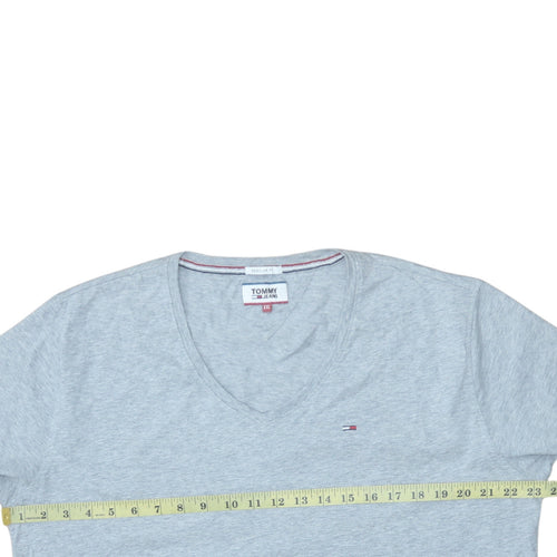 Tommy Jeans Men's Grey 2XL V-Neck Cotton Regular Fit T-Shirt