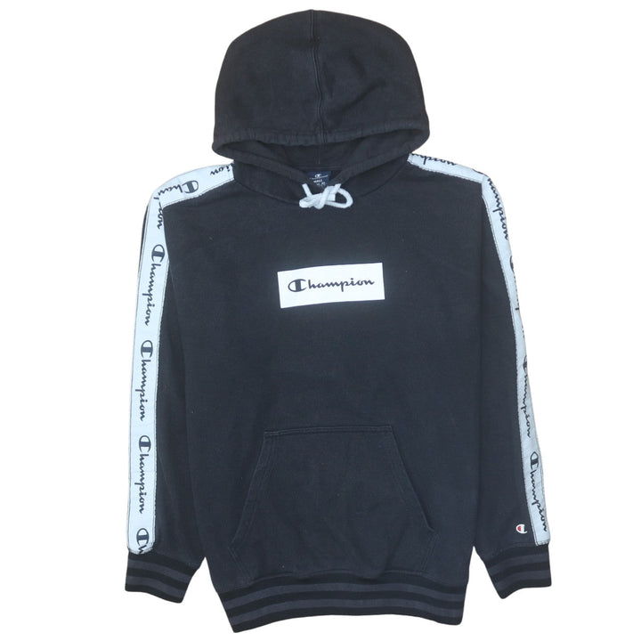Champion Women Small Black Pullover Hoodie with Logo Tape Detail