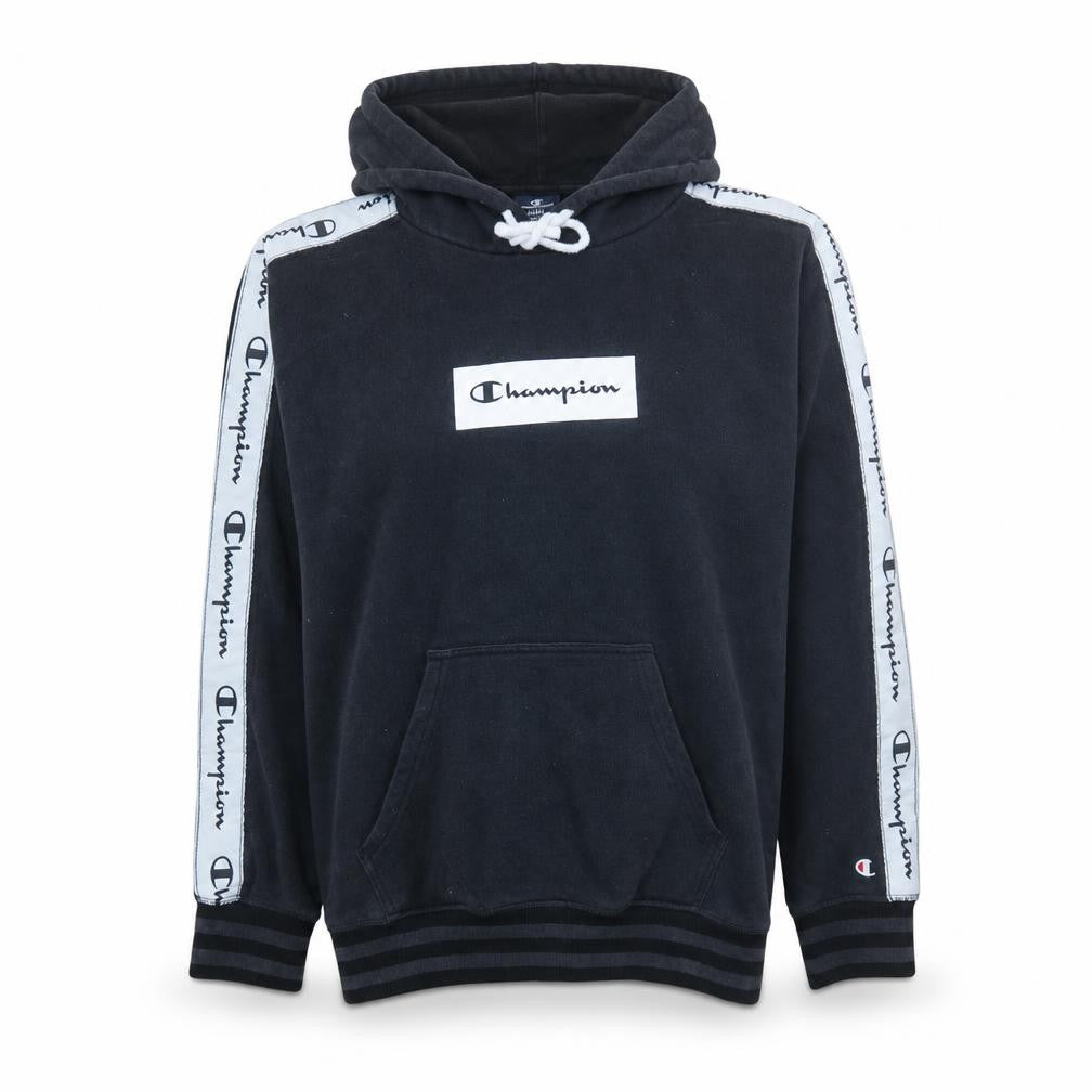 Champion Women Small Black Pullover Hoodie with Logo Tape Detail