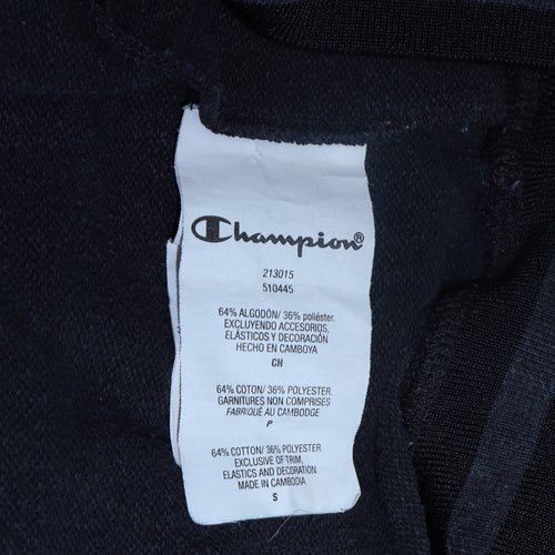 Champion Women Small Black Pullover Hoodie with Logo Tape Detail