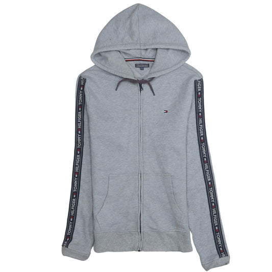 Tommy Hilfiger Women’s Grey Full Zip Hoodie Size S Logo Tape Design