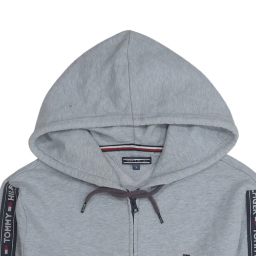 Tommy Hilfiger Women’s Grey Full Zip Hoodie Size S Logo Tape Design