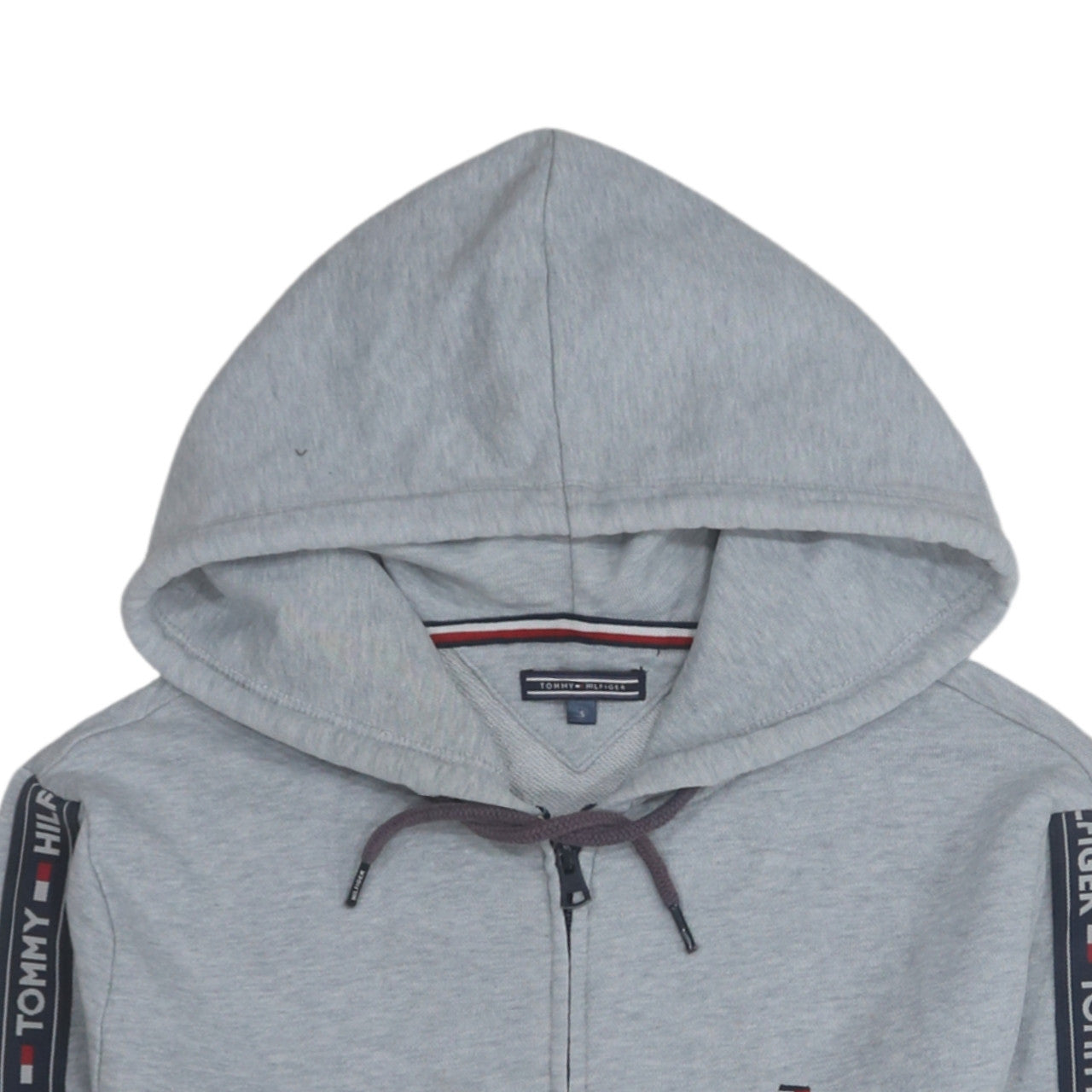 Tommy Hilfiger Women’s Grey Full Zip Hoodie Size S Logo Tape Design