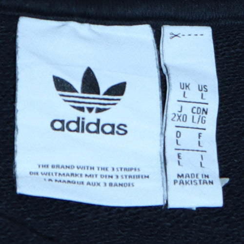Adidas Men’s Black Pullover Sweatshirt L Crew Neck Logo Fleece