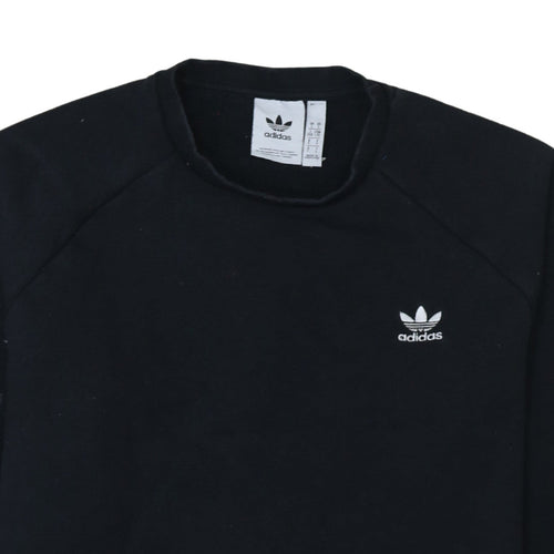Adidas Men’s Black Pullover Sweatshirt L Crew Neck Logo Fleece