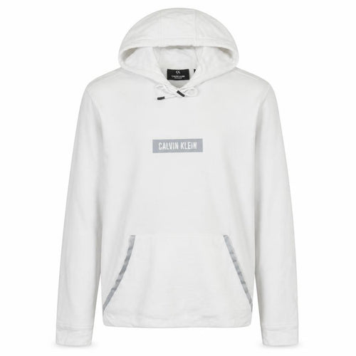 Calvin Klein Men’s White Pullover Hoodie Medium Logo Fleece