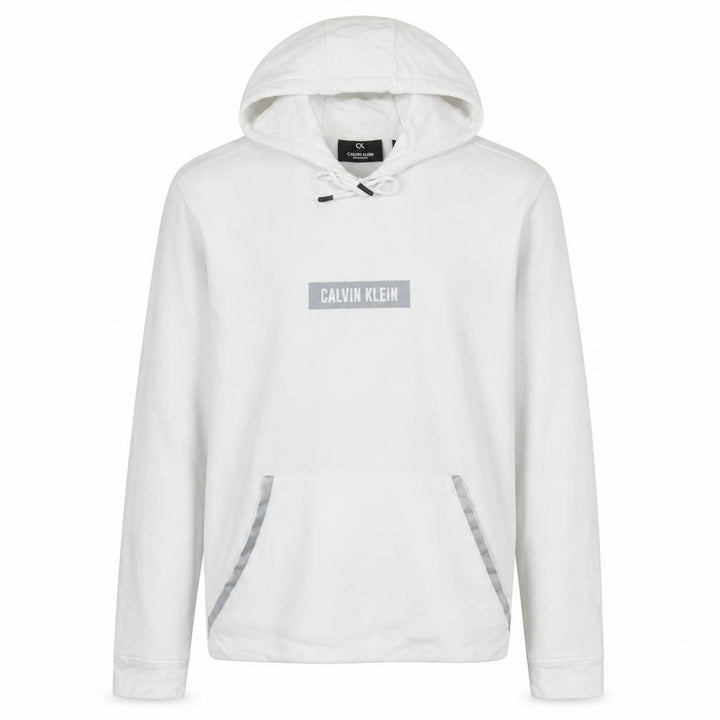 Calvin Klein Men’s White Pullover Hoodie Medium Logo Fleece