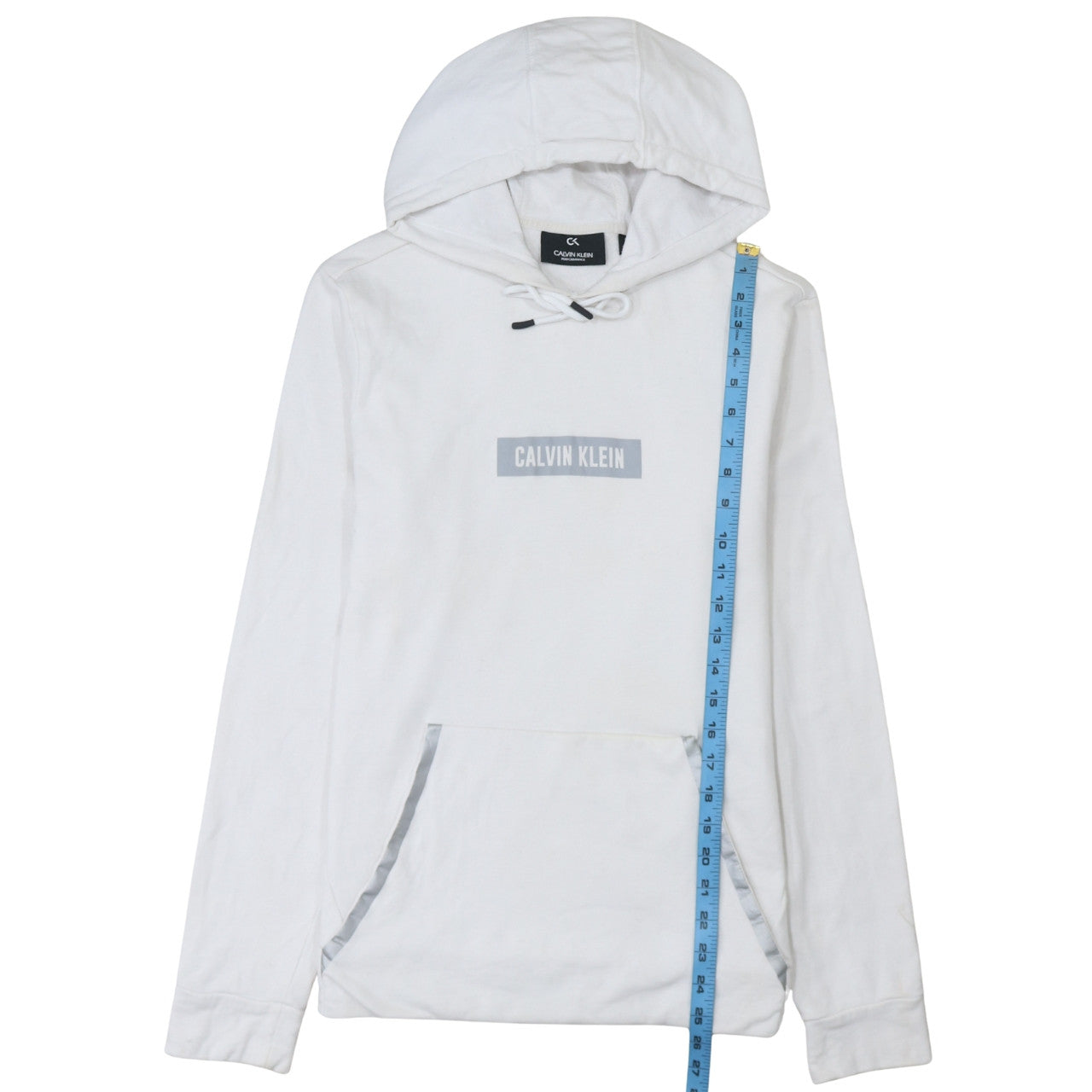 Calvin Klein Men’s White Pullover Hoodie Medium Logo Fleece