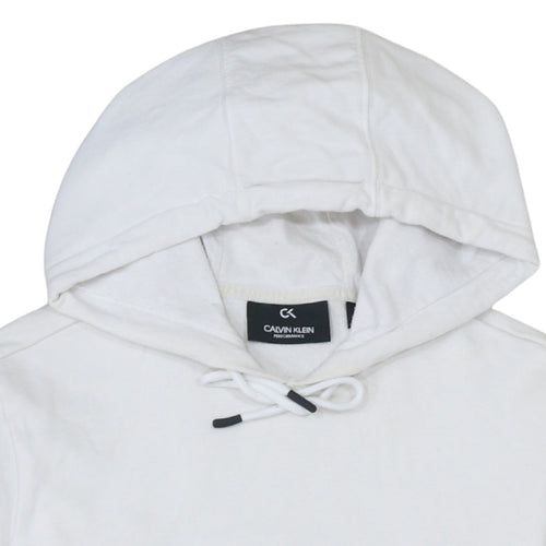 Calvin Klein Men’s White Pullover Hoodie Medium Logo Fleece