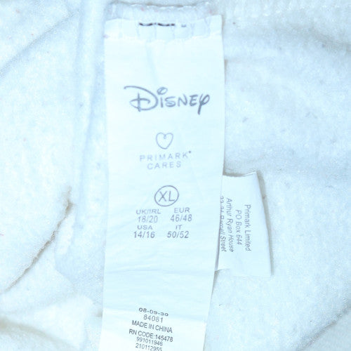 Disney Primark Women White XL 1/4 Zip Pullover Sweatshirt Mickey Mouse 1928