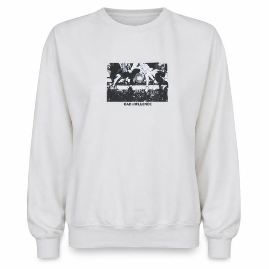 Front view of Gildan Women White Graphic Print Pullover Sweatshirt L