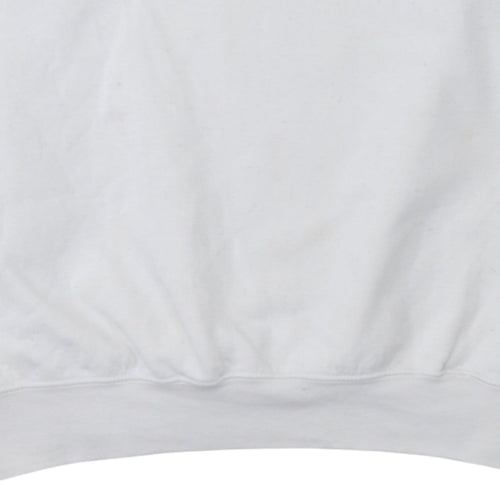 Gildan Women White Graphic Print Pullover Sweatshirt L