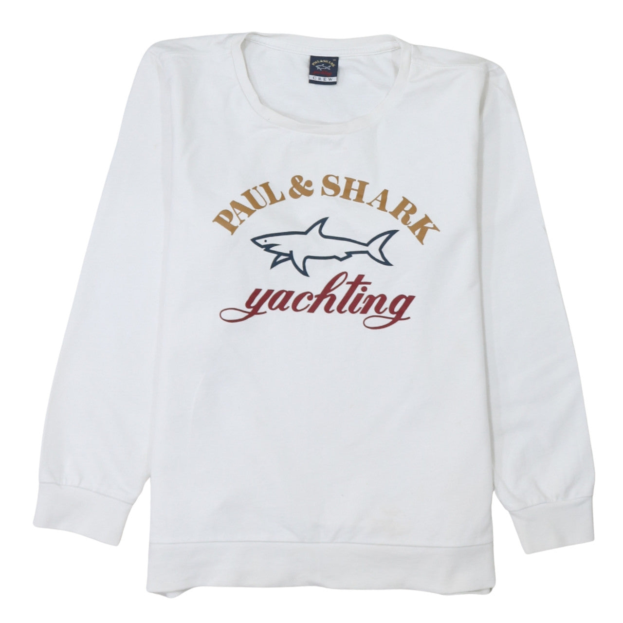 Paul & Shark Women White Size 14 Pullover Sweatshirt Crew Yachting Logo