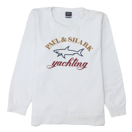 Paul & Shark Women White Size 14 Pullover Sweatshirt Crew Yachting Logo