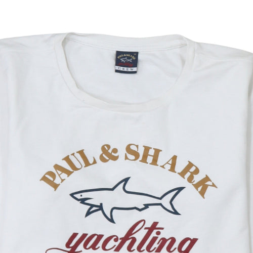 Paul & Shark Women White Size 14 Pullover Sweatshirt Crew Yachting Logo