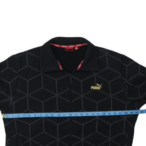 Puma Men's Black XL Geometric Track Jacket Full Zip Cotton Blend