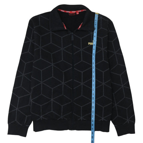 Puma Men's Black XL Geometric Track Jacket Full Zip Cotton Blend