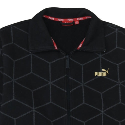 Puma Men's Black XL Geometric Track Jacket Full Zip Cotton Blend