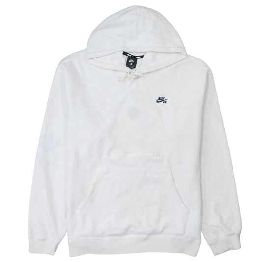 Nike SB Men's White Medium Pullover Hoodie with Zip Pocket