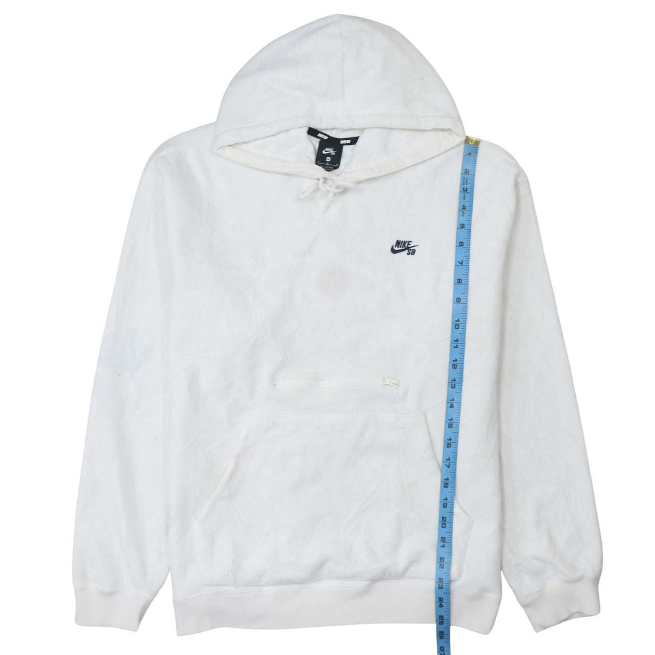 Nike SB Men's White Medium Pullover Hoodie with Zip Pocket