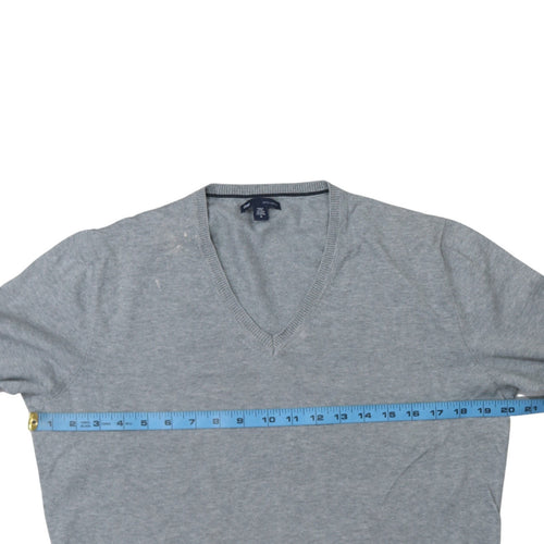Gap Men's Grey V-Neck Cotton Pullover Jumper Size M
