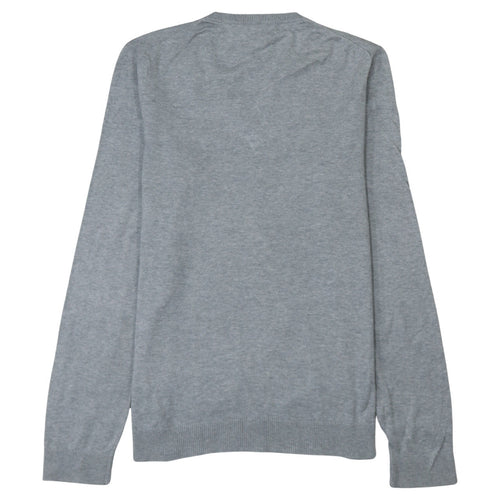 Gap Men's Grey V-Neck Cotton Pullover Jumper Size M