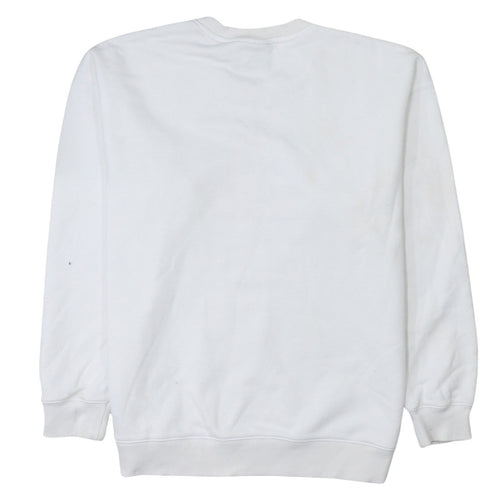 Adidas Women White Crew Neck Pullover Sweatshirt Size 10 Cotton Logo