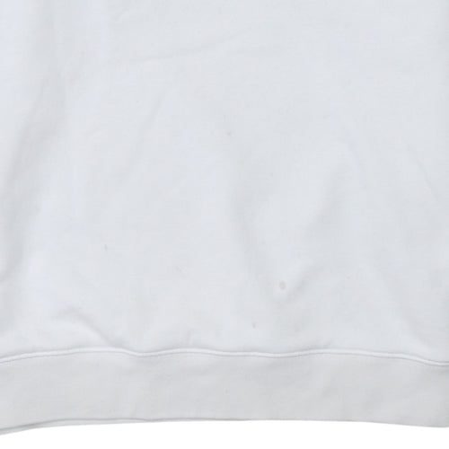 Adidas Women White Crew Neck Pullover Sweatshirt Size 10 Cotton Logo