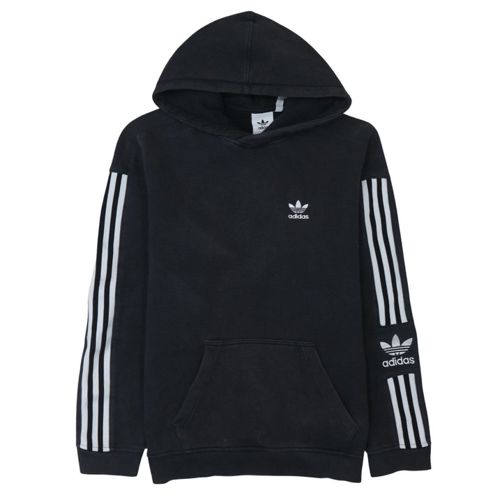 adidas Mens Black Pullover Hoodie Small Logo Fleece Sweatshirt