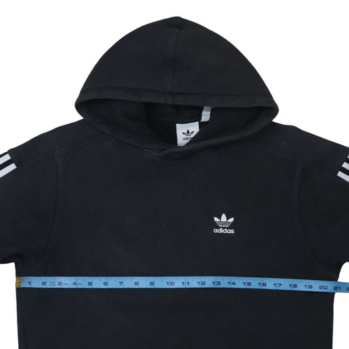 adidas Mens Black Pullover Hoodie Small Logo Fleece Sweatshirt