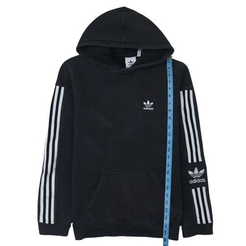 adidas Mens Black Pullover Hoodie Small Logo Fleece Sweatshirt