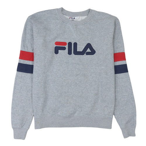 Fila Mens Grey XL Pullover Sweatshirt Logo Crew Neck Fleece