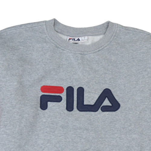 Fila Mens Grey XL Pullover Sweatshirt Logo Crew Neck Fleece