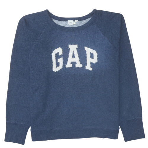 GAP Womens Blue Cotton Blend Logo Pullover Sweatshirt Size M