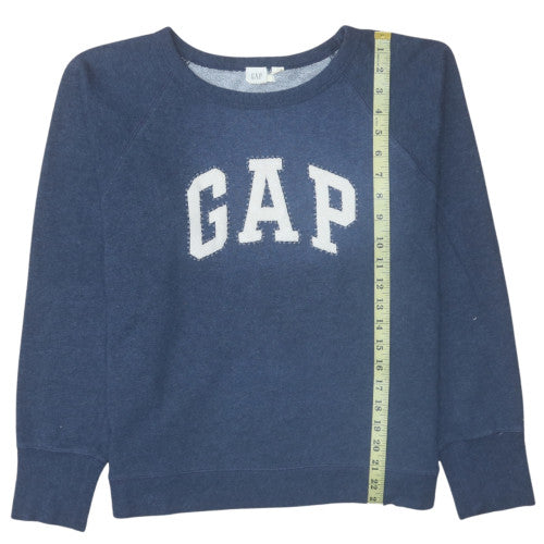 GAP Womens Blue Cotton Blend Logo Pullover Sweatshirt Size M