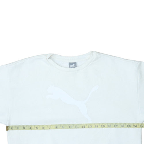 Puma Womens White Crew Neck Pullover Sweatshirt Size M Relaxed Fit