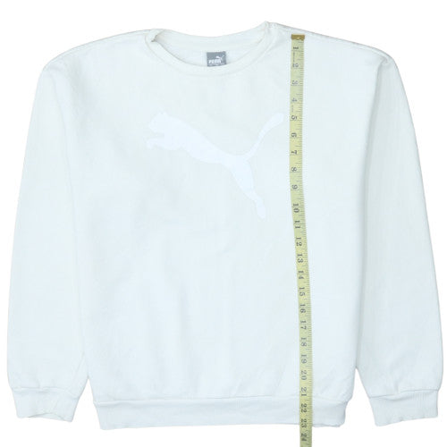 Puma Womens White Crew Neck Pullover Sweatshirt Size M Relaxed Fit