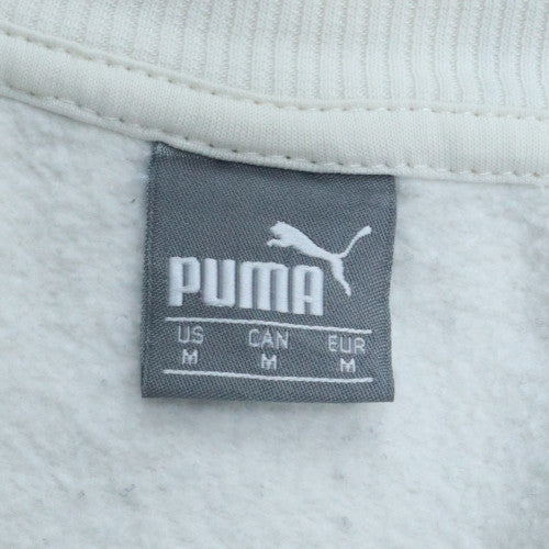 Puma Womens White Crew Neck Pullover Sweatshirt Size M Relaxed Fit
