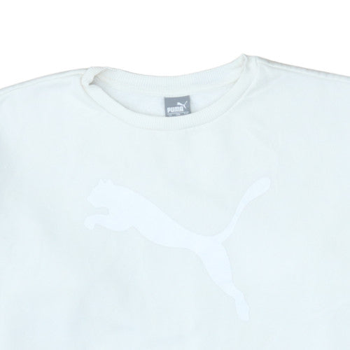 Puma Womens White Crew Neck Pullover Sweatshirt Size M Relaxed Fit