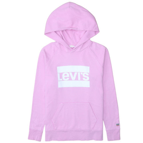 Levi's Women Pink Pullover Hoodie S Hooded Cotton Logo Sweatshirt