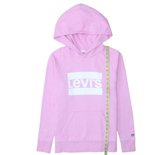 Levi's Women Pink Pullover Hoodie S Hooded Cotton Logo Sweatshirt