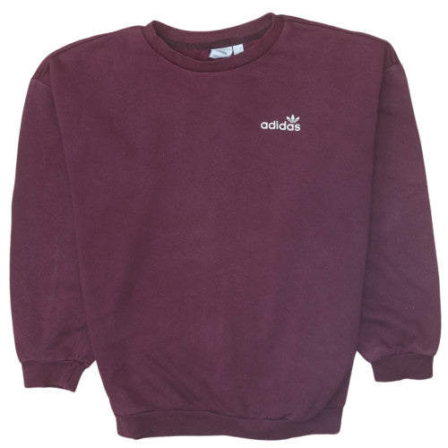 Adidas Womens Burgundy Crew Neck Pullover Sweatshirt UK 6 XS
