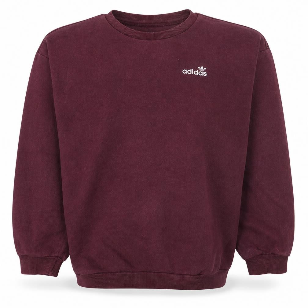 Front view of Adidas women’s burgundy crew neck pullover sweatshirt uk 6 xs