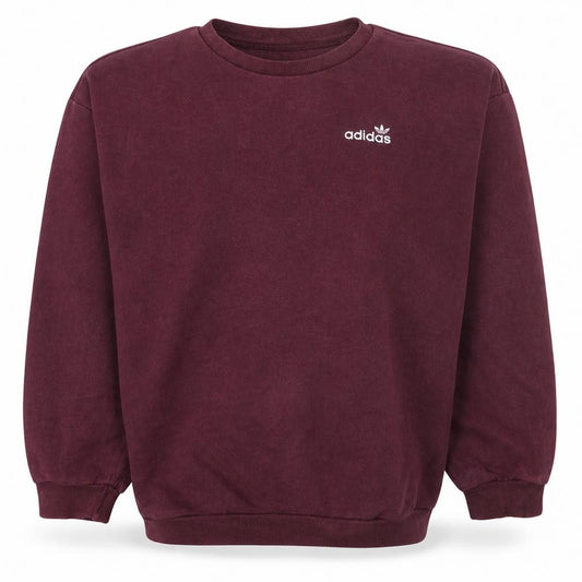 Front view of Adidas women’s burgundy crew neck pullover sweatshirt uk 6 xs