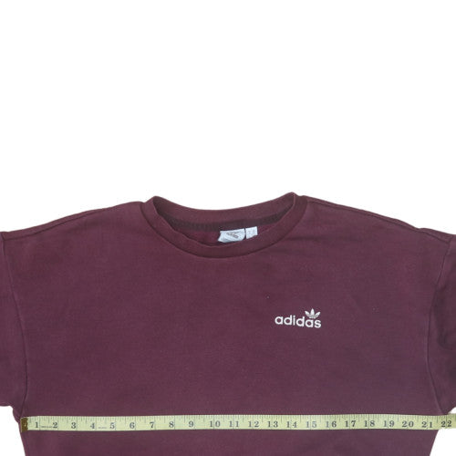 Adidas Womens Burgundy Crew Neck Pullover Sweatshirt UK 6 XS