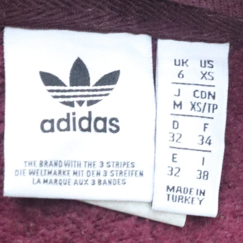 Adidas Womens Burgundy Crew Neck Pullover Sweatshirt UK 6 XS