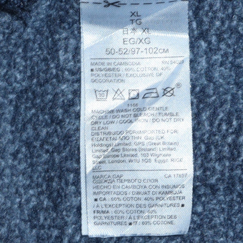 GAP Men’s Blue Logo Pullover Hoodie XL Fleece Cotton Blend